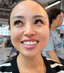 Asian woman with hooded eyelids wearing reuseable false eyelashes