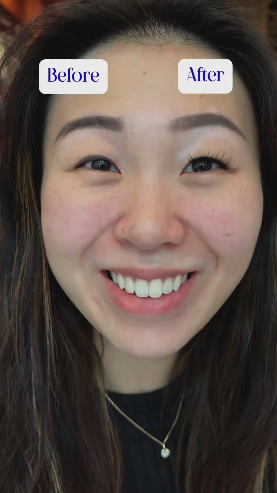 Beautiful woman applying her own lash extensions at home